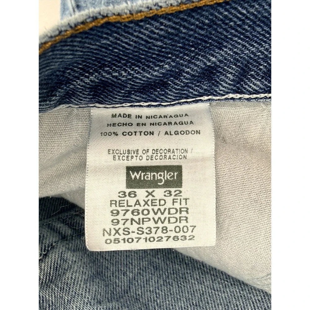 Wrangler Relaxed Fit Jeans Mens‎ 36x32 Light Wash Workwear Denim